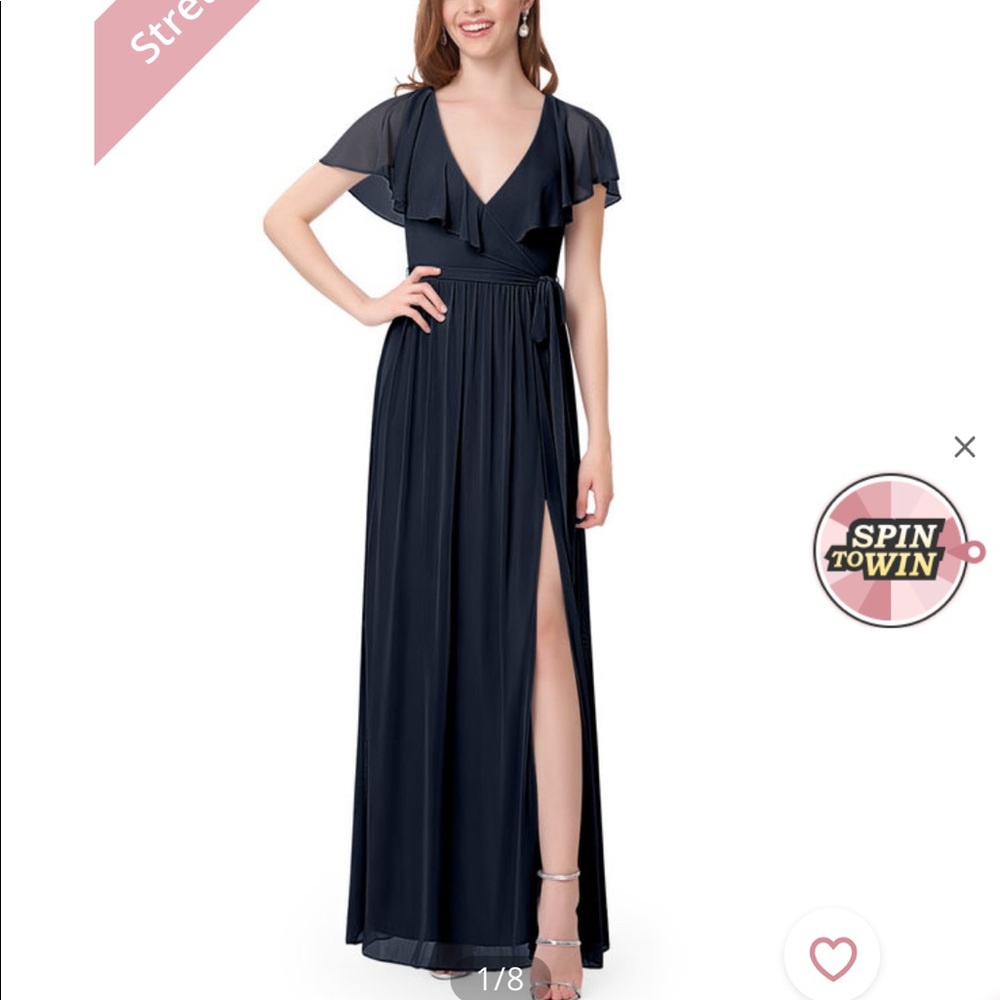 Azazie Jael Navy V Neck Bridesmaid Dress A10